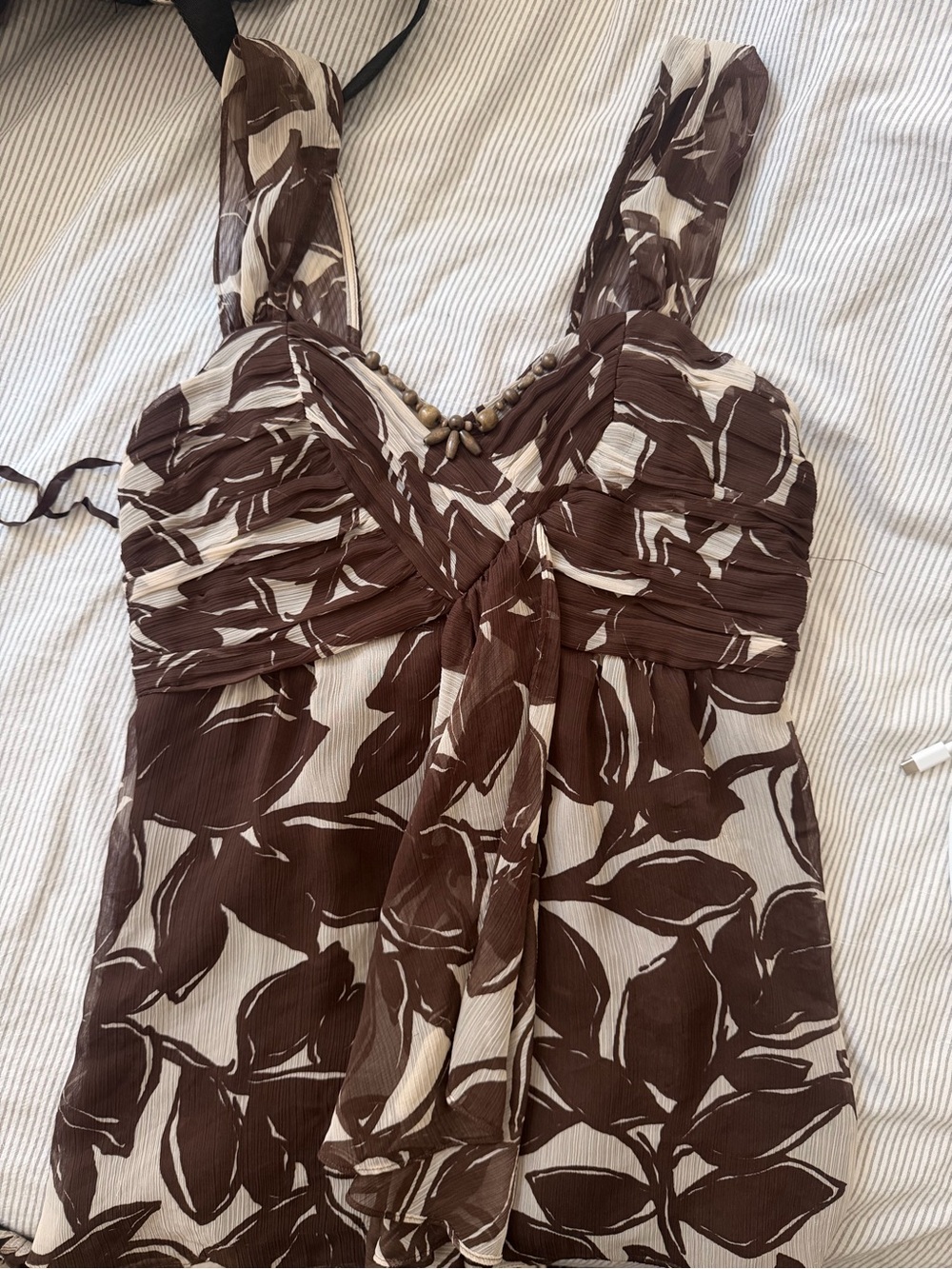Nine West Brown and Cream Floral Sleeveless Camisole
